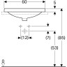 Раковина встраиваемая GEBERIT VARIFORM 40x60 см 500.729.01.2 с отверстием перелива
